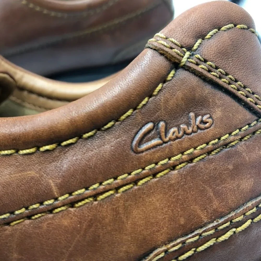 Clarks Men's Brown Leather Size 12M Lace Up Business Casual Comfort Oxfords
